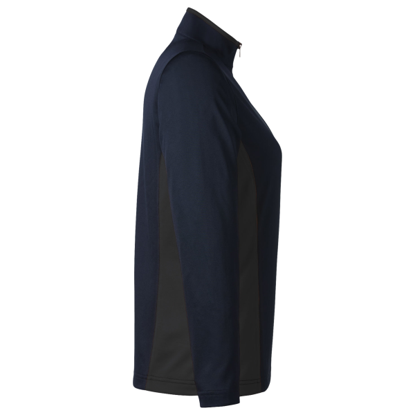Harriton Women's Flash Snag Protection Plus IL Colorblock Quarter-Zip Pullover, Dark Navy / Dark Charcoal, Right Sleeve view