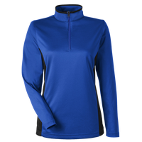 Harriton Women's Flash Snag Protection Plus IL Colorblock Quarter-Zip Pullover, True Royal / Black, Front view