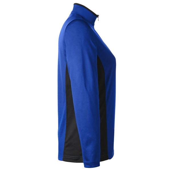 Harriton Women's Flash Snag Protection Plus IL Colorblock Quarter-Zip Pullover, True Royal / Black, Right Sleeve view
