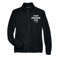 Harriton Women's Full-Zip Fleece, Black, Front view, Mockup