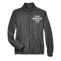 Harriton Women's Full-Zip Fleece, Charcoal, Front view, Mockup