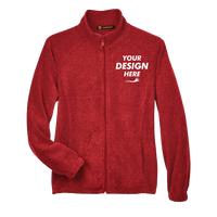 Harriton Women's Full-Zip Fleece, Red, Front view, Mockup