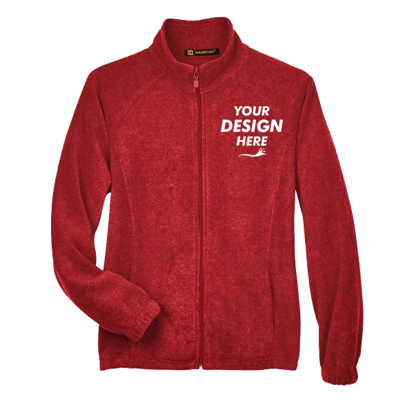 Harriton Women's Full-Zip Fleece, Red, Front view, Mockup