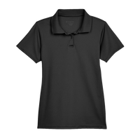 Harriton Women's Polyester Jersey Polo, Black, Front view