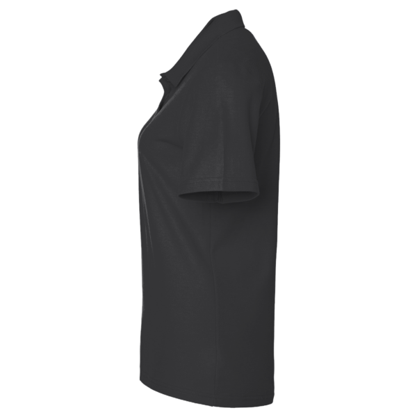 Harriton Women's Polyester Jersey Polo, Black, Left Sleeve view