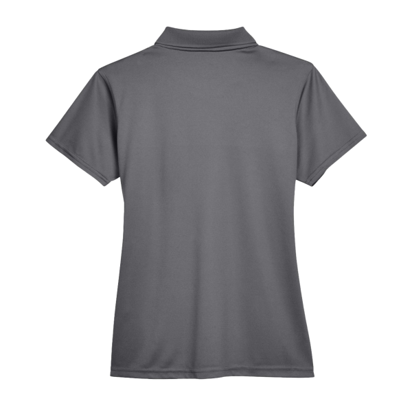 Harriton Women's Polyester Jersey Polo, Charcoal, Back view
