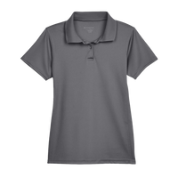 Harriton Women's Polyester Jersey Polo, Charcoal, Front view
