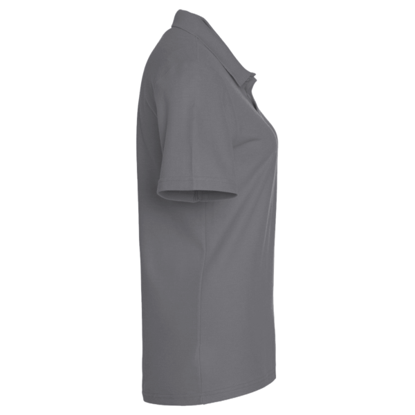 Harriton Women's Polyester Jersey Polo, Charcoal, Right Sleeve view