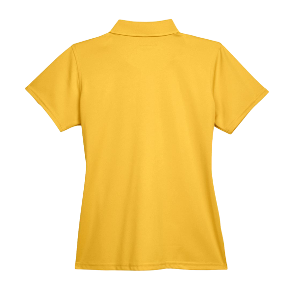 Harriton Women's Polyester Jersey Polo, Gold, Back view