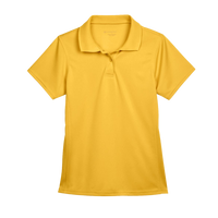 Harriton Women's Polyester Jersey Polo, Gold, Front view