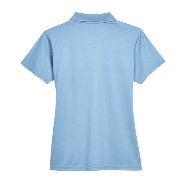 Harriton Women's Polyester Jersey Polo, Light Blue, Back view