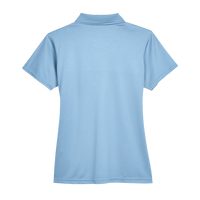 Harriton Women's Polyester Jersey Polo, Light Blue, Back view