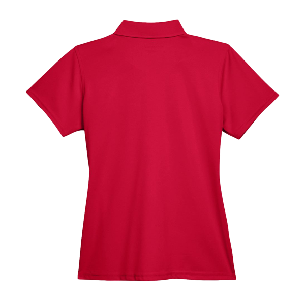 Harriton Women's Polyester Jersey Polo, Red, Back view