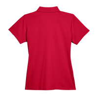Harriton Women's Polyester Jersey Polo, Red, Back view