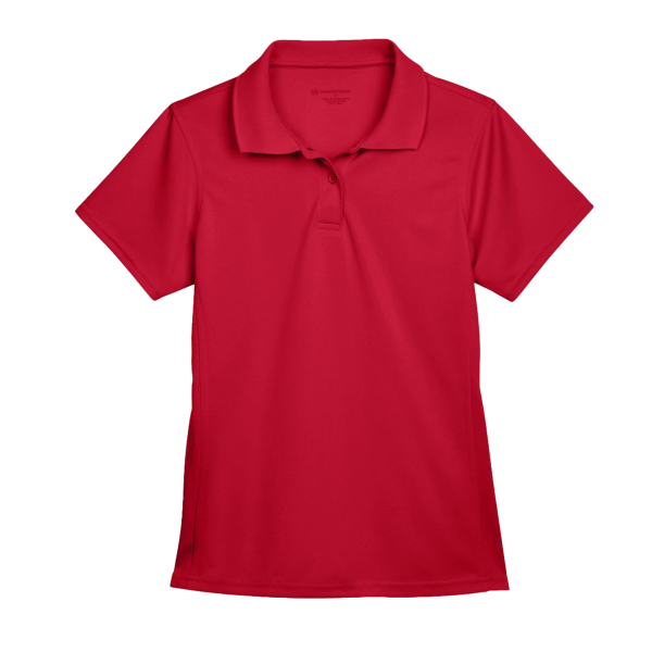 Harriton Women's Polyester Jersey Polo, Red, Front view