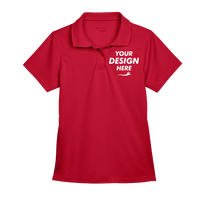 Harriton Women's Polyester Jersey Polo, Red, Front view, Mockup