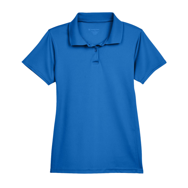 Harriton Women's Polyester Jersey Polo, True Royal, Front view