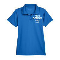 Harriton Women's Polyester Jersey Polo, True Royal, Front view, Mockup
