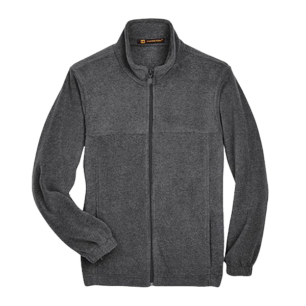 Harriton Youth Full-Zip Fleece, Charcoal, Front view