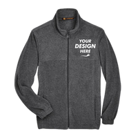 Harriton Youth Full-Zip Fleece, Charcoal, Front view, Mockup