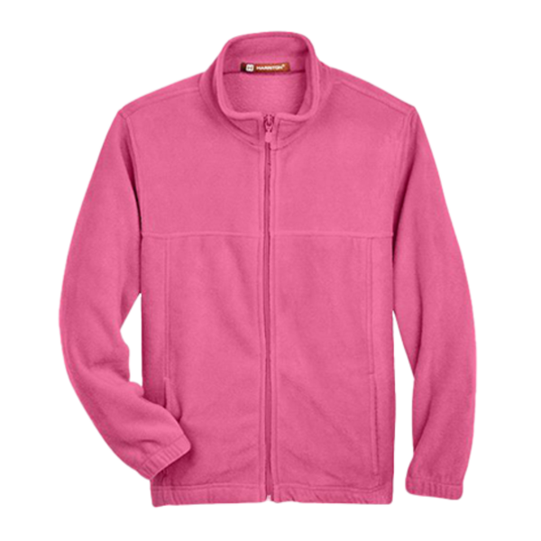 Harriton Youth Full-Zip Fleece, Charity Pink, Front view