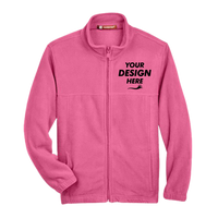 Harriton Youth Full-Zip Fleece, Charity Pink, Front view, Mockup