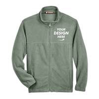 Harriton Youth Full-Zip Fleece, Dill, Front view, Mockup