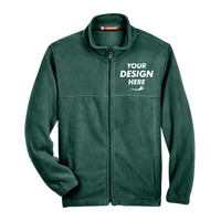 Harriton Youth Full-Zip Fleece, Hunter, Front view, Mockup