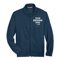 Harriton Youth Full-Zip Fleece, Navy, Front view, Mockup