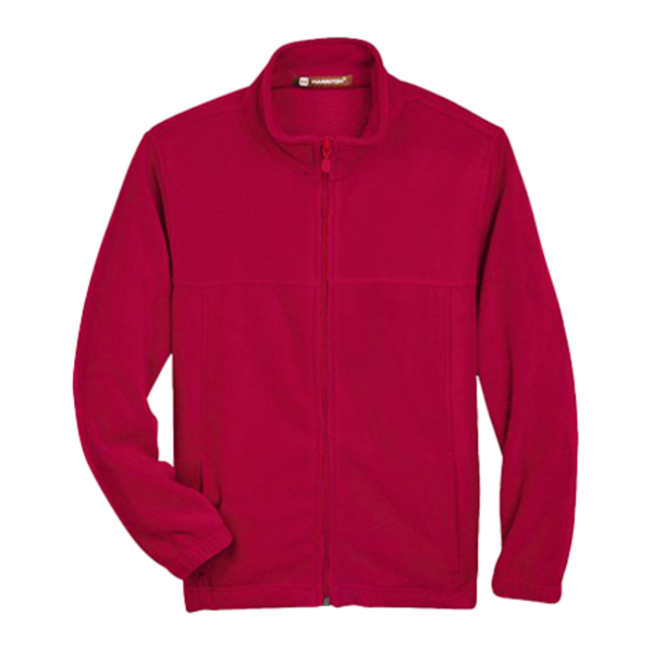 Harriton Youth Full-Zip Fleece, Red, Front view