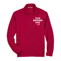 Harriton Youth Full-Zip Fleece, Red, Front view, Mockup