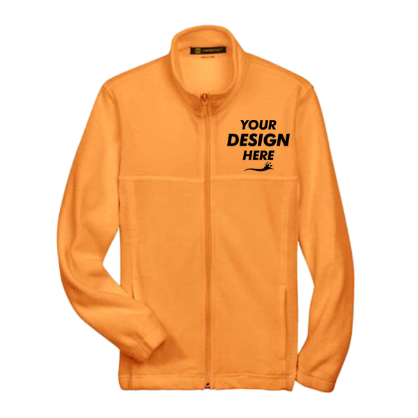Harriton Youth Full-Zip Fleece, Safety Orange, Front view, Mockup