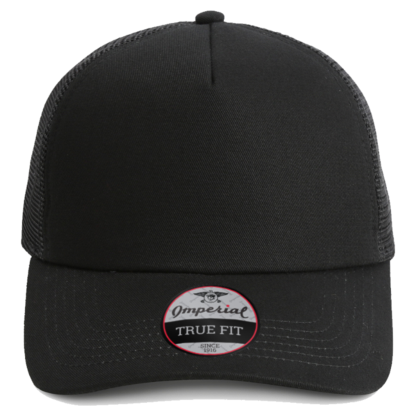 Imperial North Country Trucker Cap, Black / Black / Black, Front view