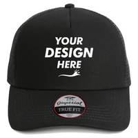 Imperial North Country Trucker Cap, Black / Black / Black, Front view, Mockup
