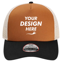 Imperial North Country Trucker Cap, Buckthorn Brown / Black / Stone, Front view, Mockup