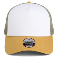 Imperial North Country Trucker Cap, White / Wheat / Elmwood, Front view