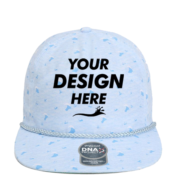 Imperial The Aloha Rope Cap, Blue Waves / Blue Waves, Front view, Mockup