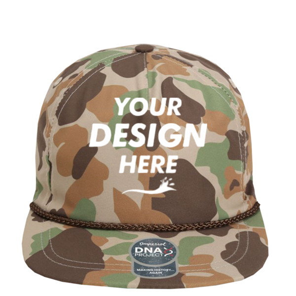Imperial The Aloha Rope Cap, Frog Skin Camo / Brown, Front view, Mockup