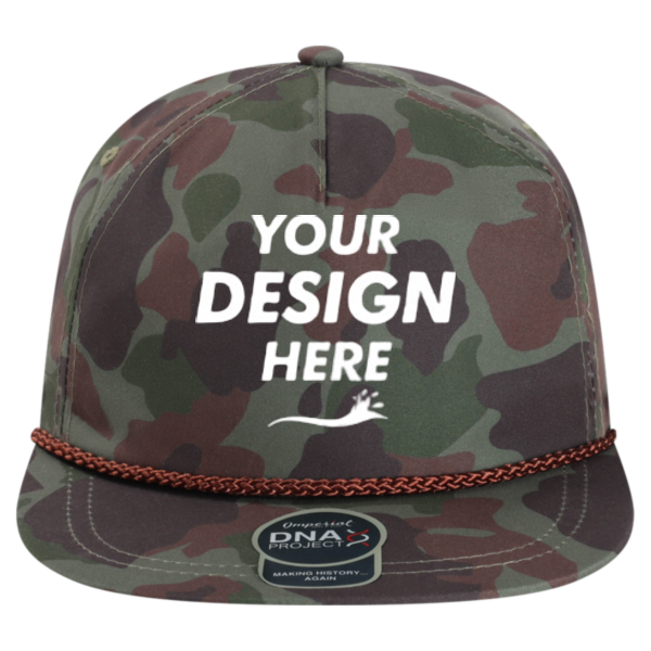 Imperial The Aloha Rope Cap, Frog Skin Camo / Green, Front view, Mockup