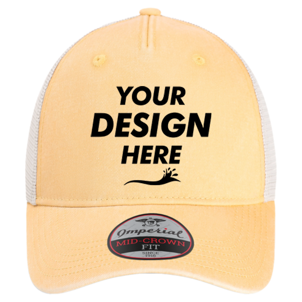 Imperial The Gambit Mesh Back Cap, Apricot / Stone, Front view, Mockup