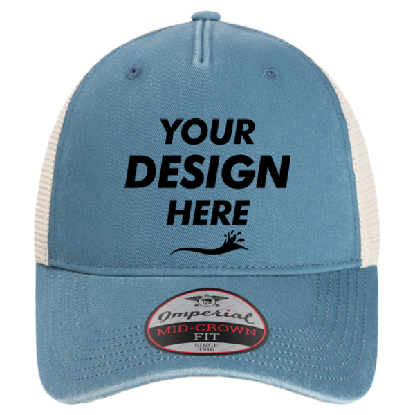 Imperial The Gambit Mesh Back Cap, Breaker Blue / Stone, Front view, Mockup