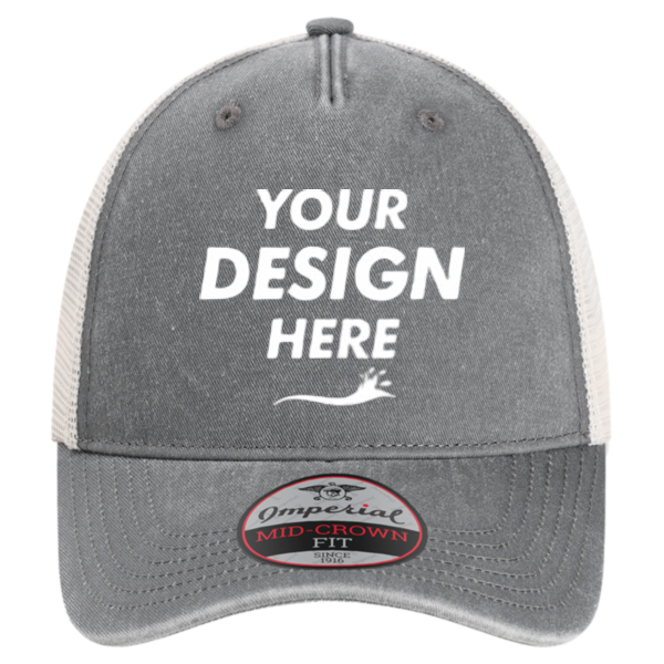 Imperial The Gambit Mesh Back Cap, Charcoal / Stone, Front view, Mockup