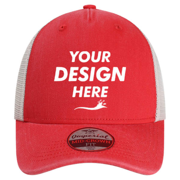 Imperial The Gambit Mesh Back Cap, Nantucket Red / Stone, Front view, Mockup