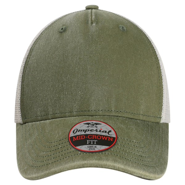Imperial The Gambit Mesh Back Cap, Olive Green / Stone, Front view