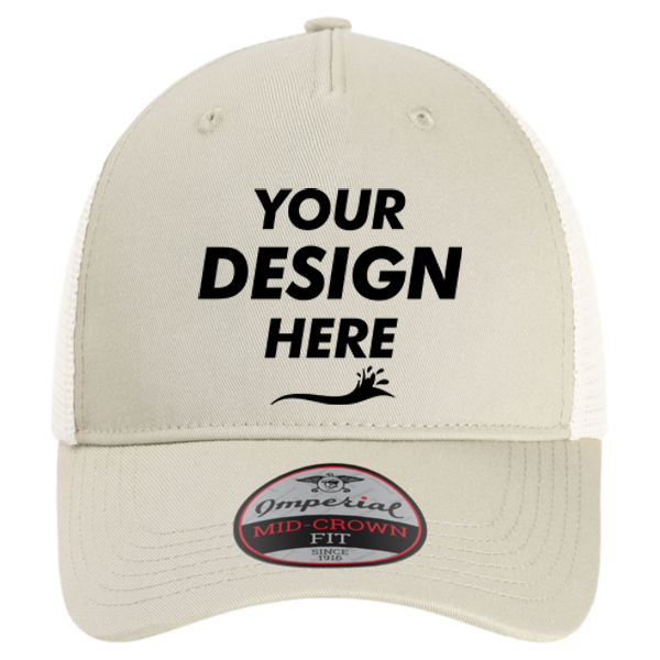 Imperial The Gambit Mesh Back Cap, Stone Khaki / Stone, Front view, Mockup