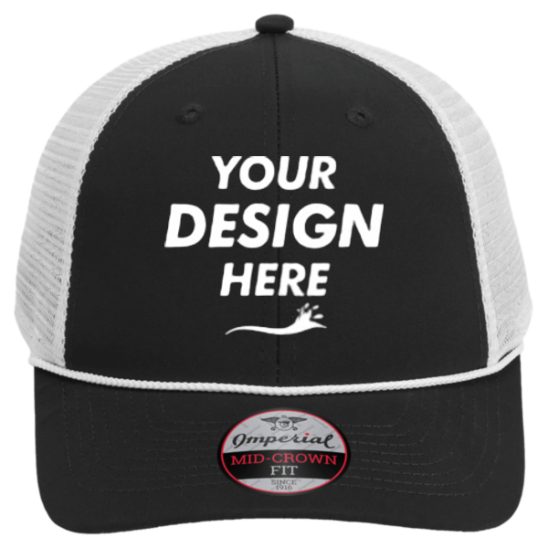 Imperial The Night Owl Performance Rope Cap, Black / White, Front view, Mockup