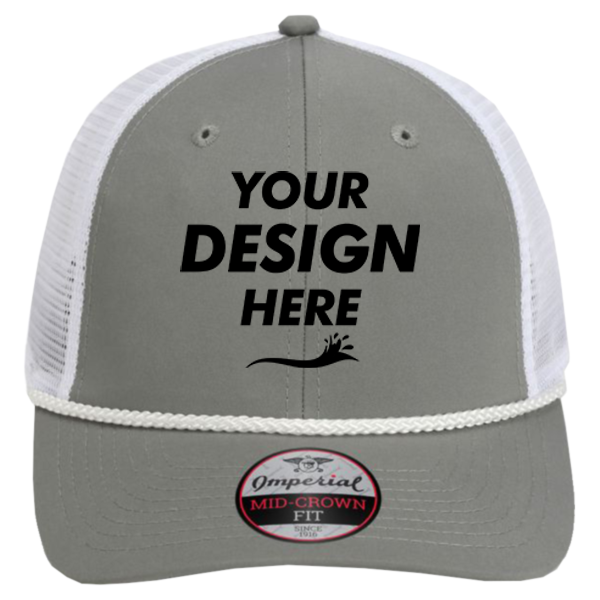 Imperial The Night Owl Performance Rope Cap, Grey / White, Front view, Mockup