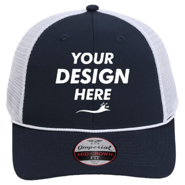 Imperial The Night Owl Performance Rope Cap, Navy / White, Front view, Mockup