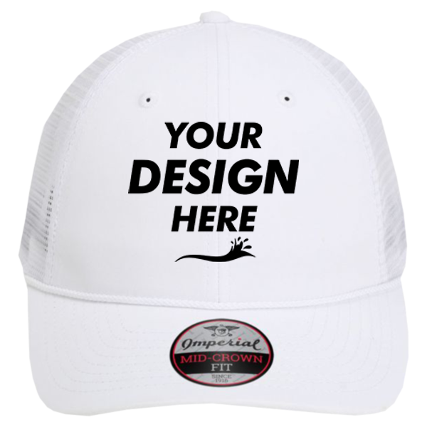 Imperial The Night Owl Performance Rope Cap, White / White, Front view, Mockup