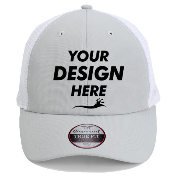 Imperial The Original Sport Mesh Cap, Fog / White, Front view, Mockup